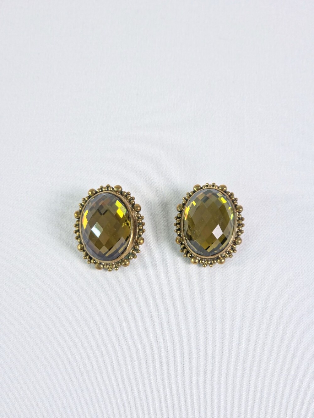 Stephen Dweck Earrings Vermiel Yellow Lemon Quartz Faceted Gemstone Vintage